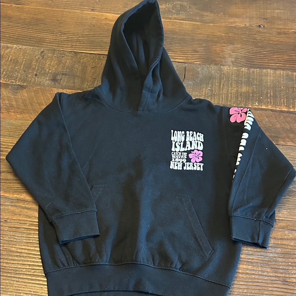 Kids Black Hoodie with Pink Accents